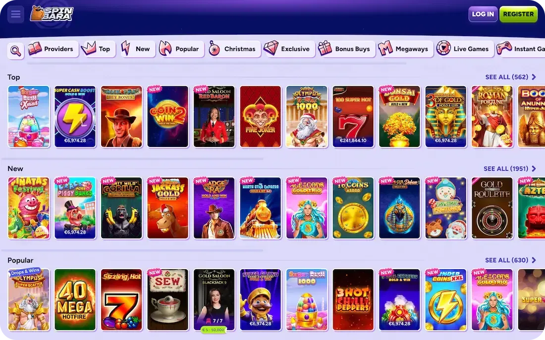 spinbara casino games